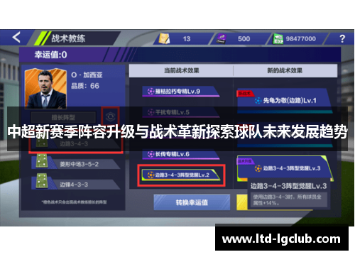 中超新赛季阵容升级与战术革新探索球队未来发展趋势