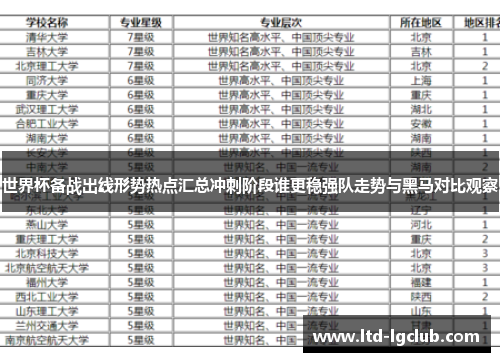 世界杯备战出线形势热点汇总冲刺阶段谁更稳强队走势与黑马对比观察