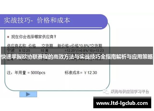 快速掌握欧协联赛程的高效方法与实战技巧全指南解析与应用策略
